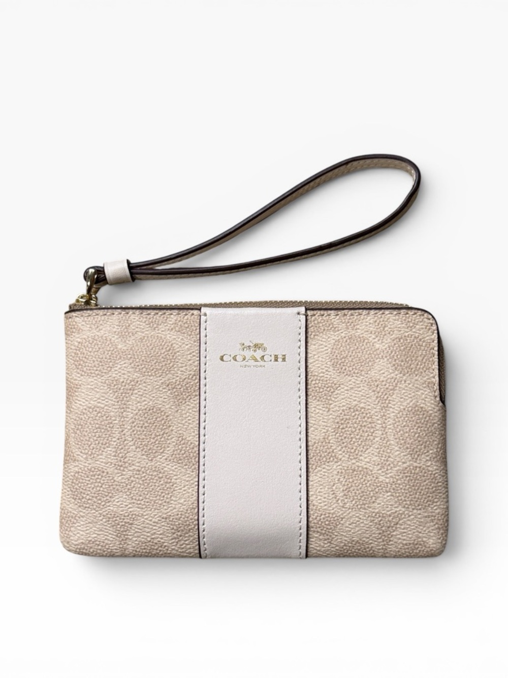 Corner Zip Wristlet Signature Canvas With Stripe